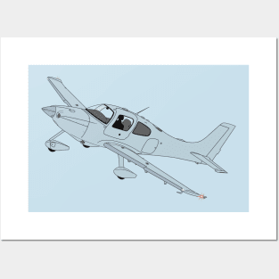 Cirrus SR22 Aircraft Illustration Posters and Art